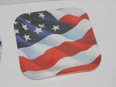 Патриотический флаг вечеринки пикника 4 июля тарелки салфетки стол чехол красный белый синий - Изображение 1 из 3