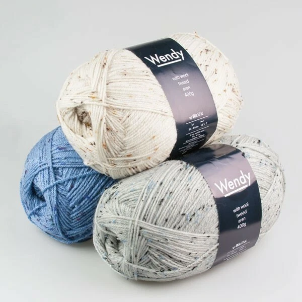 Wendy with Wool Tweed Aran 400g 20% Wool Knitting Yarn - Choice Of Colours