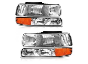4Pcs Headlights + Bumper Lamps For 99-02 Chevy Silverado 00-06 Tahoe 1500 2500 - Picture 1 of 5
