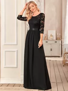 Elegant Empire Waist Bridesmaid Dresses with Long Lace Sleeve - Picture 1 of 25