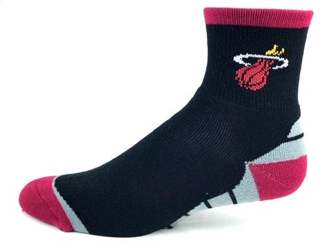 Miami Heat Basketball Black Deuce Quarter Socks Gray Block Bottom Cover