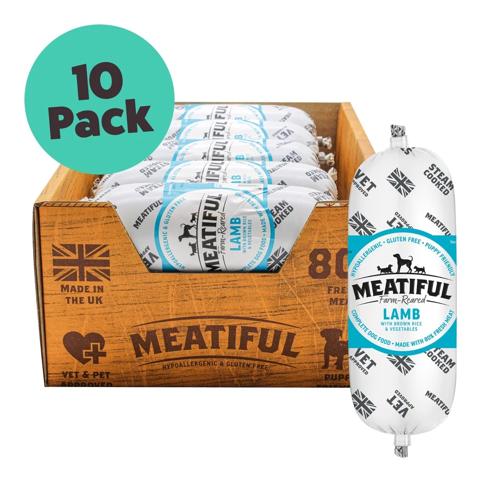 Meatiful Complete Wet Dog Food Premium Chub - Lamb, Brown Rice & Veg (10 Pack)