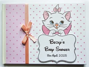 Personalised Aristocats Marie girls birthday / baby shower guest book, gift - Picture 1 of 6