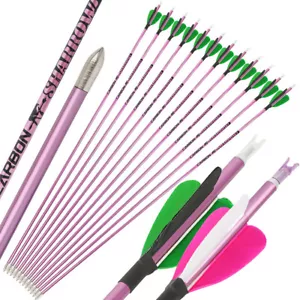 31" Pure Carbon Arrows SP400-1000 Shaft 2" Feathers ID4.2mm Archery Bow Hunting - Picture 1 of 16