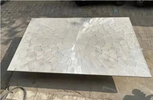 36"x24" Rectangle Selenite Stone Dining Table Sunburst Arts Kitchen Slab Decors - Picture 1 of 5