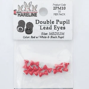 Hareline Double Pupil Lead Eyes - Medium - Red - Picture 1 of 2