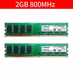 4GB 2x 2GB PC2-6400U DDR2 800MHz 240Pin 1.8V PC RAM Desktop Memory For Crucial - Picture 1 of 8