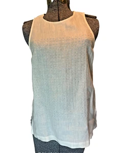 J. CREW White Linen AB Rhinestone Embellished Light Tank Top Size 2 SEE VIDEO - Bild 1 von 11