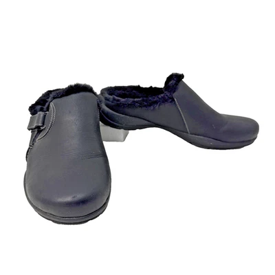 Clarks Collection Mules Clogs Fur Lined Adjustable Buckle Black Womens 8.5 M New - Image 1 of 4