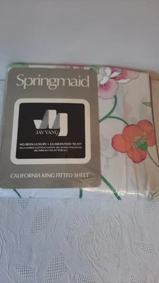 Springmaid Floral California King Fitted Sheet Jay Yang NEW - Image 1 of 4