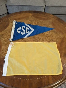 Vintage Nylon Boat Yacht Flags Yellow Blue - Picture 1 of 3