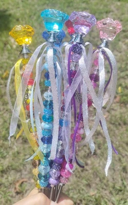 VARINHA DE FADAS ESPUMANTE Estaca de Jardim com Contas Jardim de Fadas Decoração de Vaso de Flores Feito à Mão  - Imagem 1 de 4