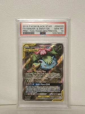 (AUS) Pokemon TCG 2019 Sun & Moon Tag Team Venusaur & Snivy GX SM229 PSA 10 - image 1 of 2