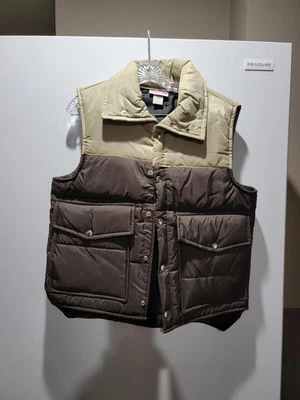 Vintage Wear Guard Puffer Vest  Mens Medium M 2 Tone Brown Snap 1980s ? USA New  - Image 1 of 4