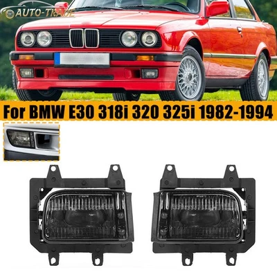 Pair Front Bumper Fog Light Black Lens For BMW E30 318i 325e 325es 1982-1994 Foto 1 de 4