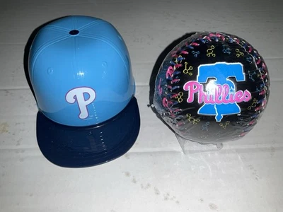 PHILLIES 2025 ICE CREAM HAT HELMET CUP BABY BLUE/DARK BLUE BRIM & PINK BALL SGA - Image 1 of 3