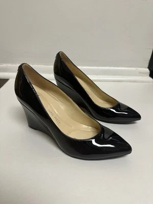 Tacones de cuña Nine West de charol negro de cuero sintético para mujer 6,5 Foto 1 de 4