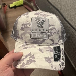 Villanova Wildcats OHT American Hero Snapback Trucker Hat White Camo & Gray NEW - Picture 1 of 2