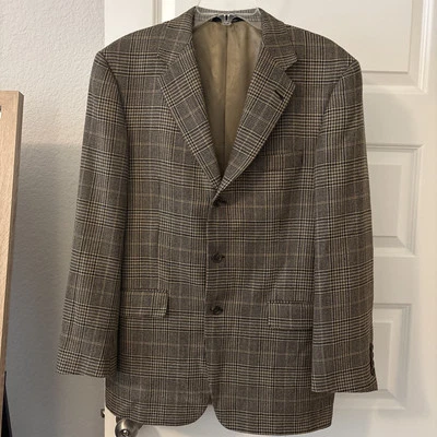 Burberry London Blazer 40R Brown Houndstooth Wool Md USA Preppy Heritage Wear - Image 1 of 4