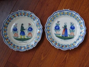 DE COLECCIÓN DOS PLATOS PLATO CERÁMICA HR QUIMPER FRANCIA circa 1910s' - Imagen 1 de 11