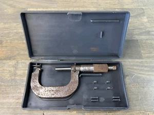 Vintage Mitutoyo Outside Micrometer No. 103-262 M120-2" Made in Japan w/ Case - Picture 1 of 10