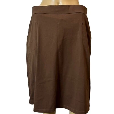 Falda Sahalie para mujer línea A talla XL marrón algodón cintura elástica tiro alto elástica Foto 1 de 4