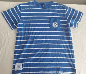 FC Schalke 04 FAN Jersey Blue Striped Shirt Size Boys 152 M Football Soccer - Picture 1 of 7