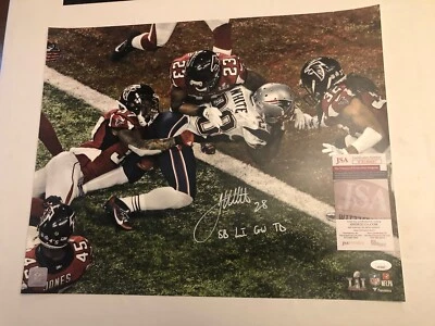 Foto autógrafa firmada por los Patriots del Super Bowl 51 LI GW TD 16x20 JSA James White 687 Foto 1 de 3