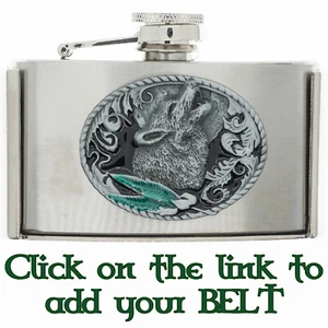 Howling Wolf Removable Hip Flask Belt Buckle Biker American Hunting Drink - Picture 1 of 3