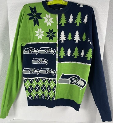 Seattle Seahawks Suéter Feo Navidad Vacaciones Invierno NFL Fútbol Talla M Foto 1 de 4