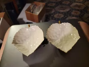 Par de platos de baratija de cerámica adornados en oro con hoja de arce artesanales Lenox - 6 pulgadas - Imagen 1 de 2