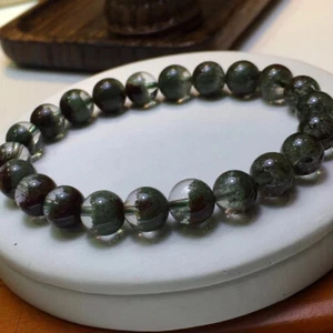 9mm Natural Green Phantom Ghost Garden Quartz Crystal Beads Bracelet - Bild 1 von 9