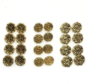 shank craft buttons 3 sets of 8 floral gold tone flowers rose - Picture 1 of 14