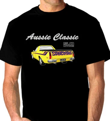 HX  HZ  HOLDEN SANDMAN UTE  QUALITY BLACK TSHIRT ( 7 CAR COLOURS )  BIG FIT  - image 1 of 4