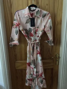 BNWT Zara Tropical Peach Floral Midi Shirt Dress Medium 2766/767/620 - Picture 1 of 4