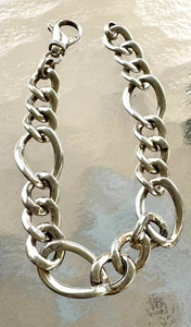 Vintage Italian 925 Sterling Silver Solid Bracelet 7.5” Marked 1756 AR – Arezz - Picture 1 of 9