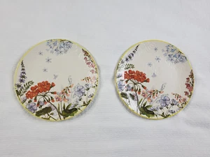 Pier 1 Imports Set of 2 9" Plates Wildflower Stoneware Embossed Salad Luncheon - Picture 1 of 7