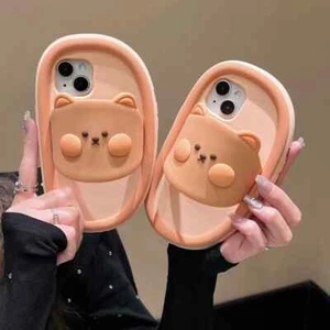 Linda funda protectora de silicona para zapatillas de oso 3D para iPhone 15 Pro Max 14 13 12 11 - Imagen 1 de 13