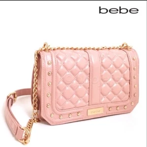 Bebe Quilted Studded Purse hand bag NWT Dusty Rose pink NEW Crossbody - Picture 1 of 9