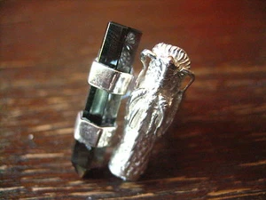 Statement Designer Drache Drachen Ring 925er Silber Vulkanglas 18,25 mm verstell - Picture 1 of 1