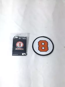 Baltimore Orioles Cal Ripken Jr 2007 Hall of Fame #8 Pin and Jersey Patch Lot - Picture 1 of 2