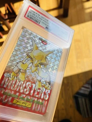 1996 Japanese Pokemon Carddass Vending Red Prism PSA 8 NM-MT #65 Alakazam 🪄 - Image 1 of 3