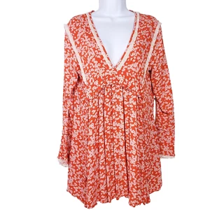 Mini Vestido Babydoll Y2K Free People Cottagecore Fairy Whimsy Naranja Blanco Encaje S - Imagen 1 de 10