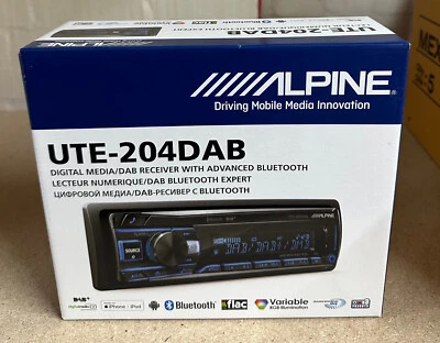 ALPINE CAR/Van Bluetooth USB DAB Stereo iPhone Android Mechless Aux UTE-204DAB - Image 1 of 3