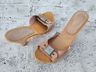 Chanel Women Heel Wood Sole Pink Suede Leather Upper Sandal Size 36 Made Spain