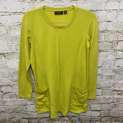 Top túnica Susan Graver Weekend para mujer XS Chartreuse verde bolsillos delanteros GG43 Foto 1 de 4