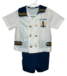 Petit Jouet Vintage Toddler Outfit Captain Sailor 2 Piece Toddler 3 NEW - Picture 1 of 3