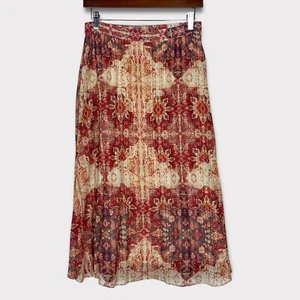 Falda midi plisada Anthropologie Akemi Kin Laurel Canyon pequeña Western Boho roja - Imagen 1 de 9