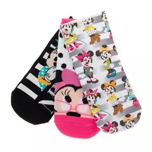 Disney Minnie Mouse Socks 3 Pairs Ankle Socks Fashionista Mickey Mouse New - Picture 1 of 4