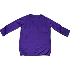 Suéter Pullover Para Mujer Eileen Fisher Púrpura 100% Lana Merino Manga 3/4 S - Imagen 1 de 8